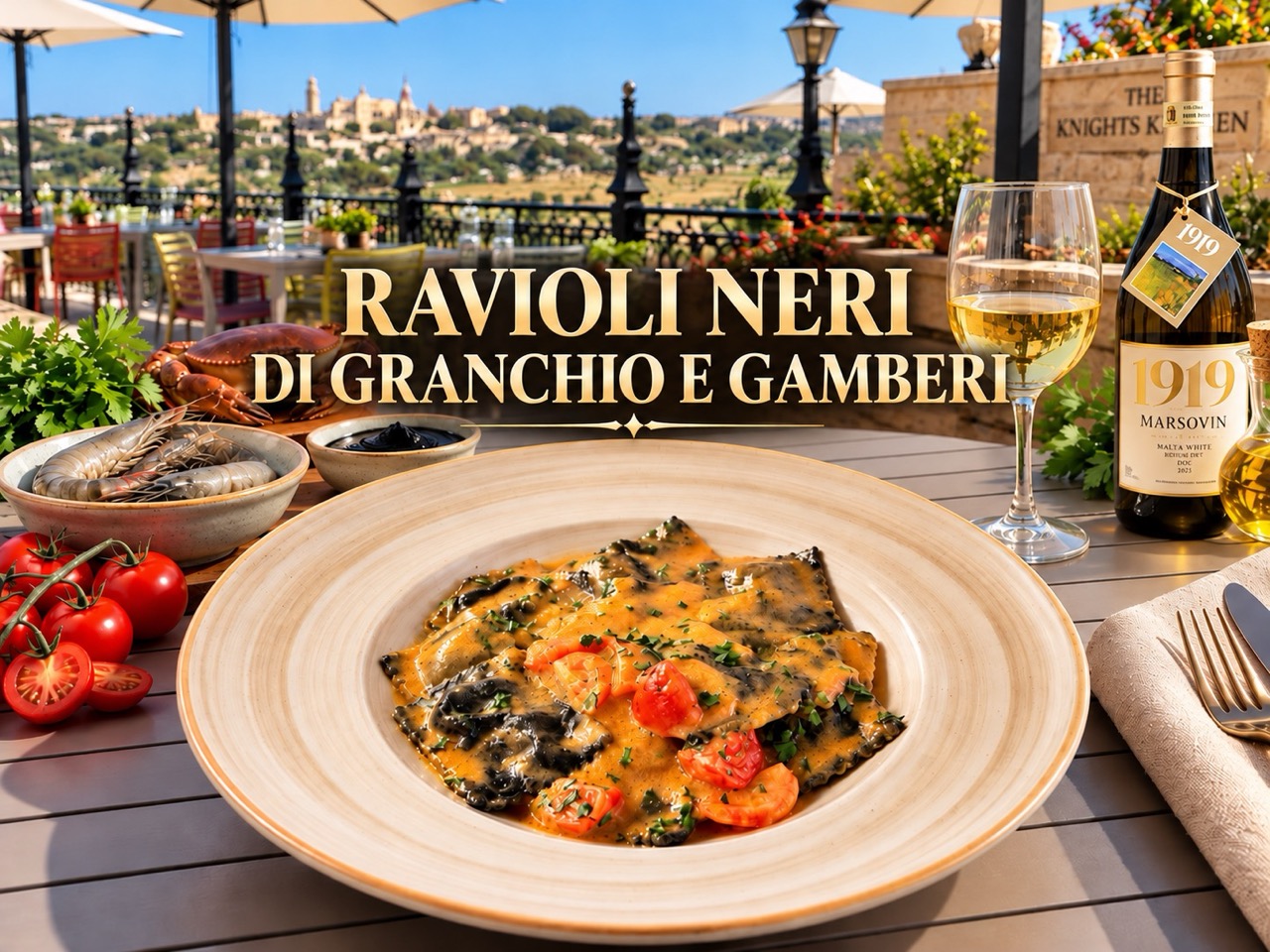 Ravioli Neri di Granchio e Gamberi