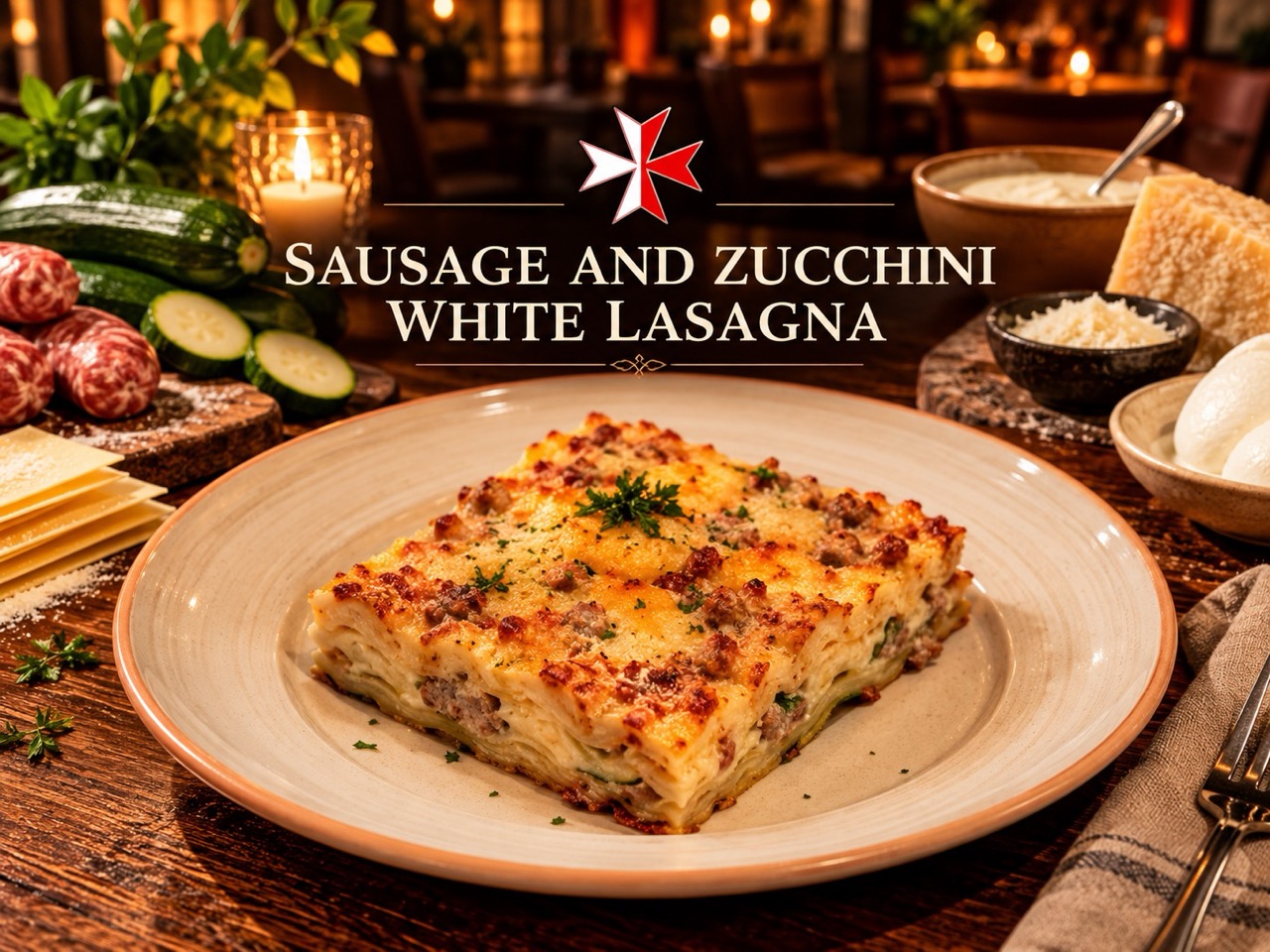 Sausage and Zucchini White Lasagna